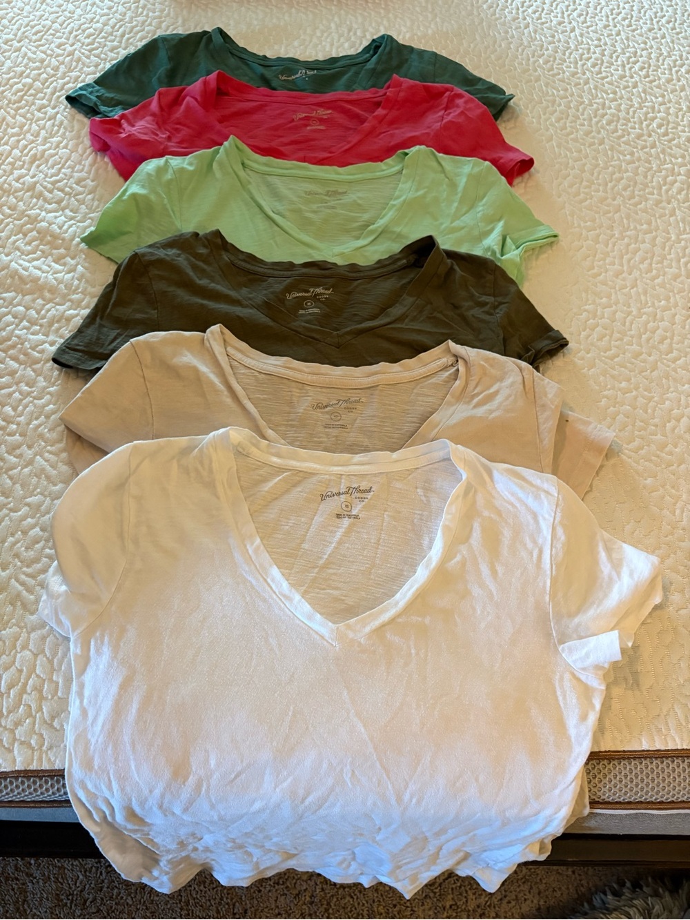 Universal Thread 7-Pack V-Neck Tees in White, Cream, Tan, Olive, Mint, Pink, Nav